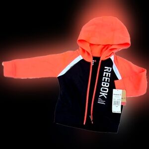 Hot pink and black Reebok lightweight zipper hoodie track jacket